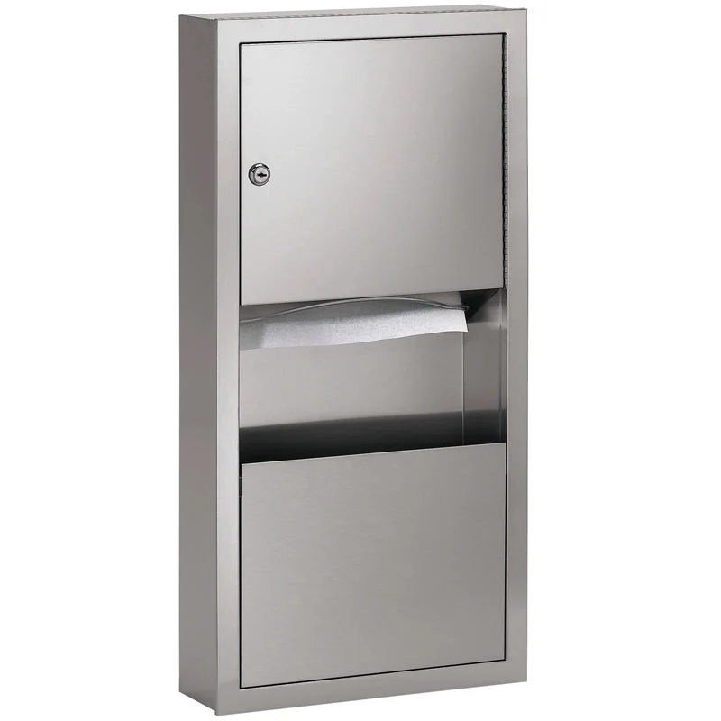 Bradley 2291-11 Combination Towel Dispenser/Waste Receptacle, Surface-Mounted, Stainless Steel