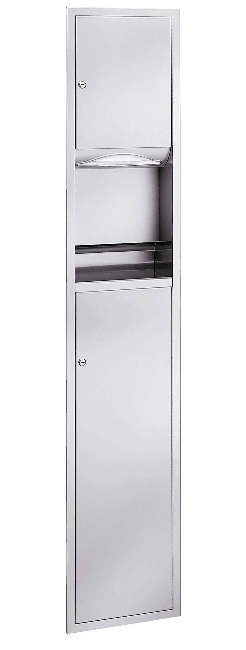 Bradley 225 Combination Towel Dispenser/Waste Receptacle, Recessed-Mounted, Stainless Steel