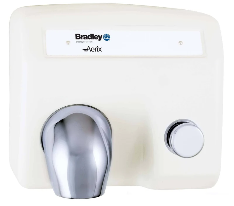 Bradley Bathroom Hand Dryer Bathroom. 904-28 Automatic Hand Dryer, 110-120 Volt, Surface-Mounted, Steel