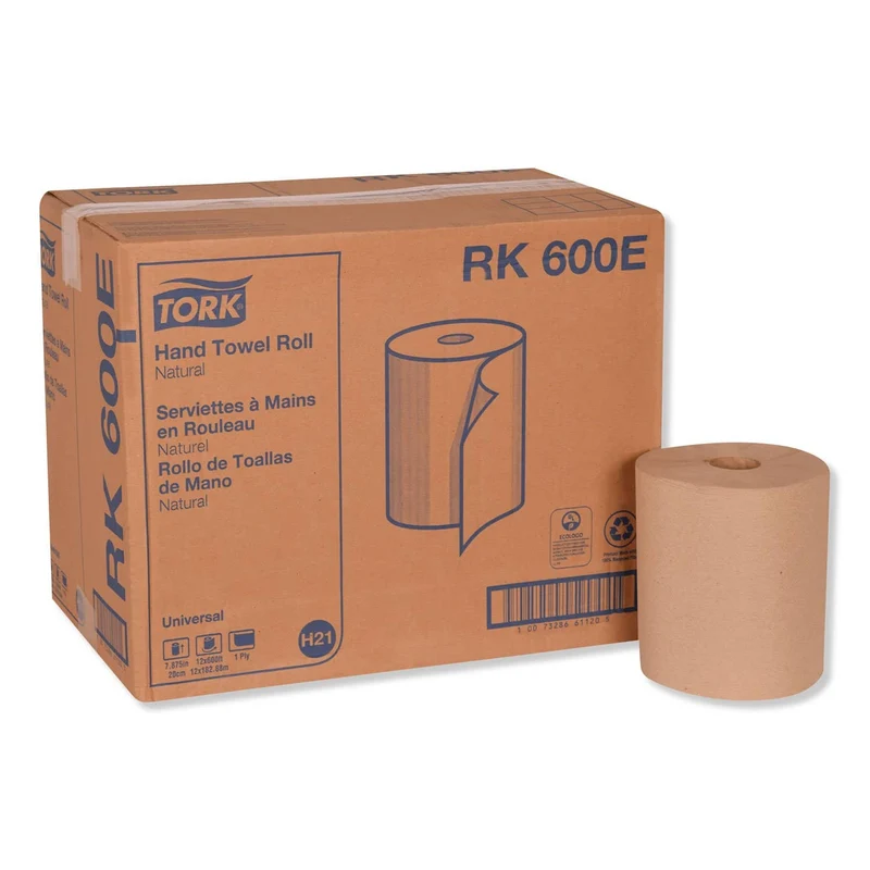 Tork Universal Hardwound Roll Towel, 7.88" X 600 Ft, Natural, 12/Carton - TRKRK600E