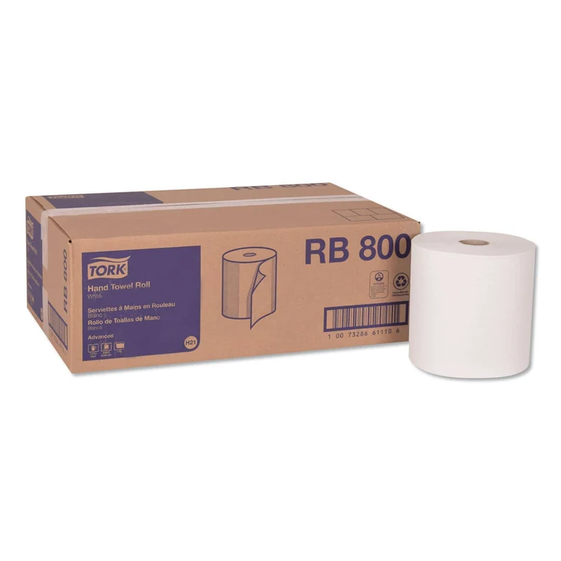 Tork Advanced Hardwound Roll Towel, 7.88" X 800 Ft, White, 6 Rolls/Carton - TRKRB800