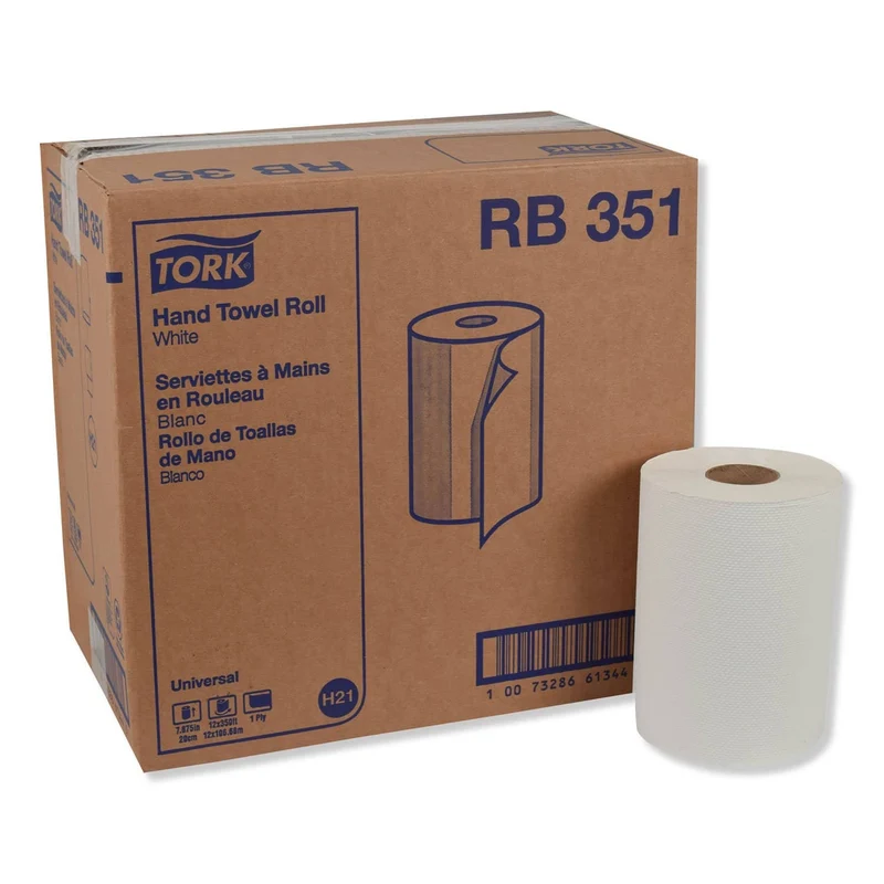 Tork Universal Hardwound Roll Towel, 7.88" X 350 Ft, White, 12/Carton - TRKRB351
