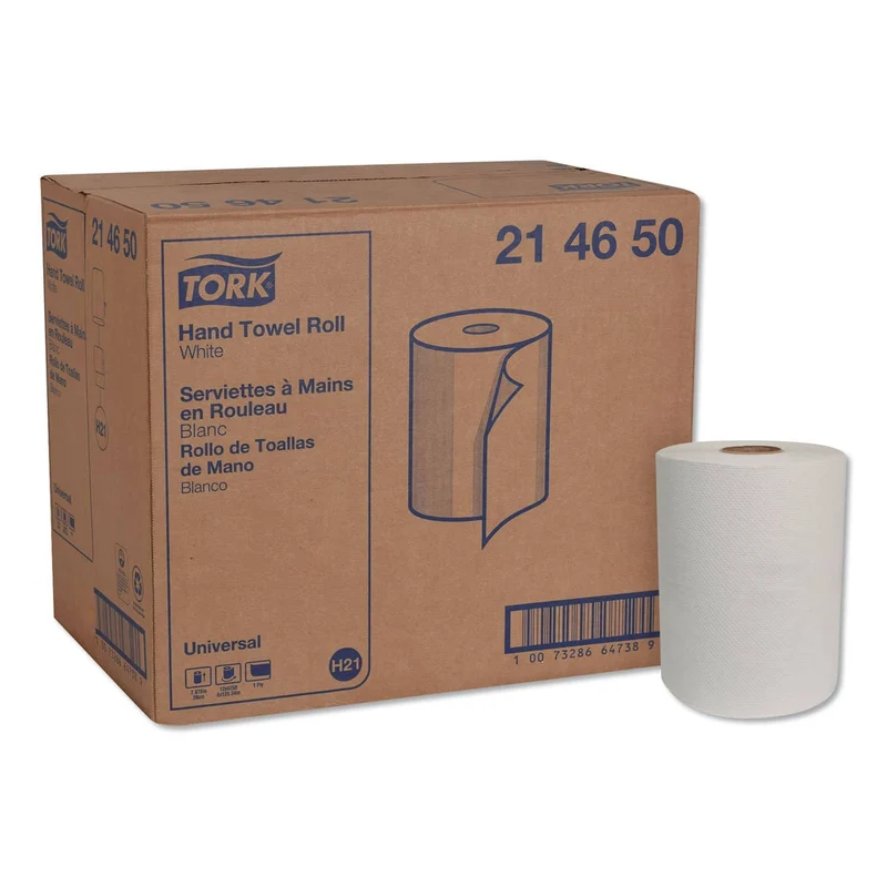 Tork Hardwound Roll Towels, 7.88" X 425 Ft, White, 12 Rolls/Carton - TRK214650