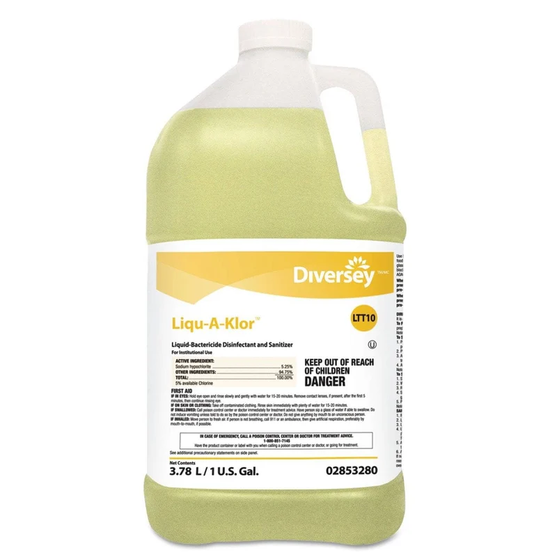 Diversey Liqu-A-Klor Disinfectant/Sanitizer, 1 Gal Bottle, 4/Carton - DVO02853280