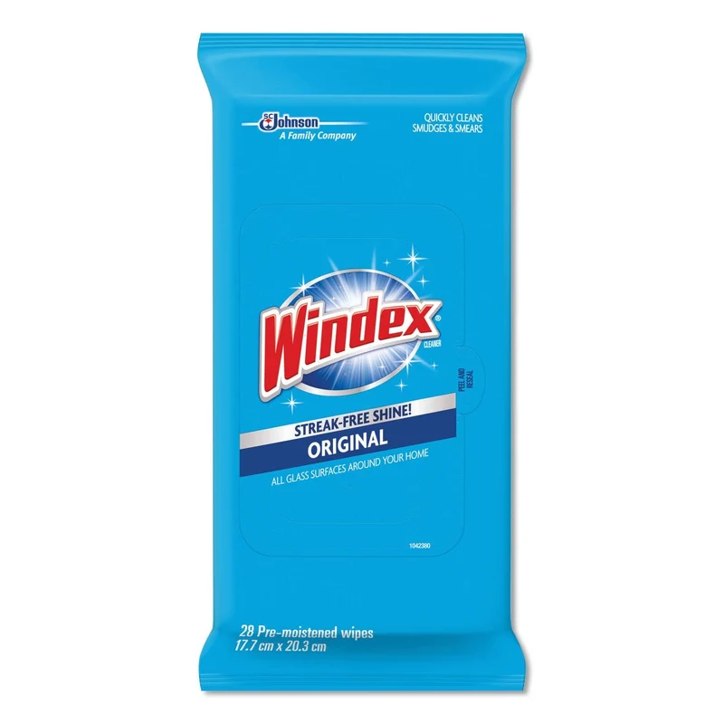 Windex Glass & Surface Wet Wipe, Cloth, 7 X 10, 28/Pack - SJN642513