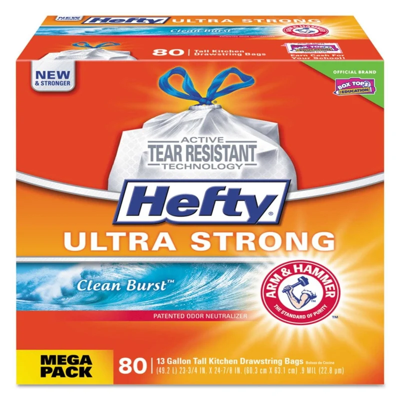 Hefty Ultra Strong Scented Tall White Kitchen Bags, 13 Gal, 0.9 Mil, 24.75" X 24.88", White, 240/Carton - PCTE84558CT