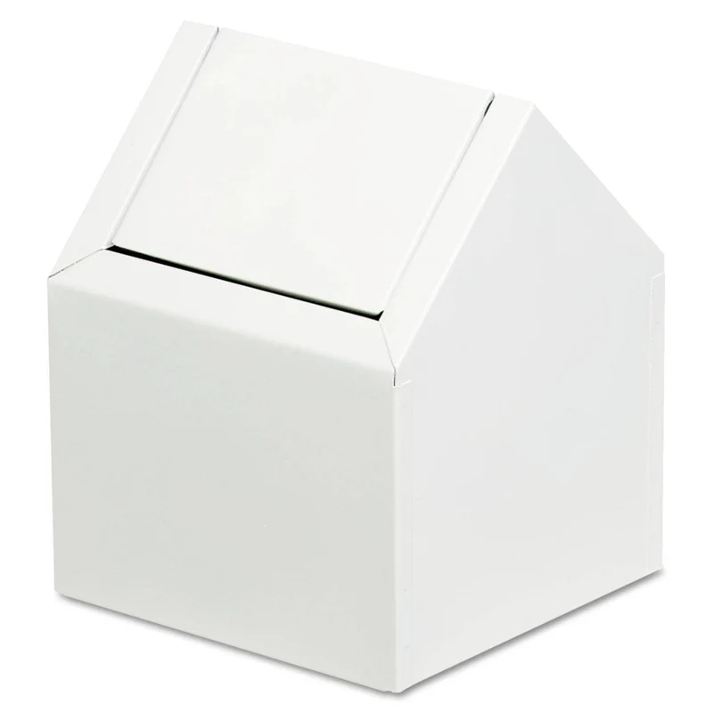 Hospeco Double Entry, Swing Top Floor Receptacle, Metal, White - HOS2201