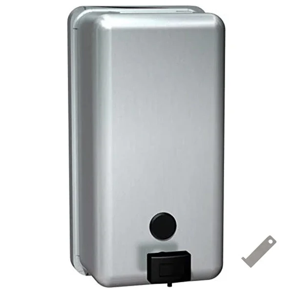 ASI 0347 Commercial Liquid Soap Dispenser, Surface-Mounted, Manual-Push, Stainless Steel - 40 Oz