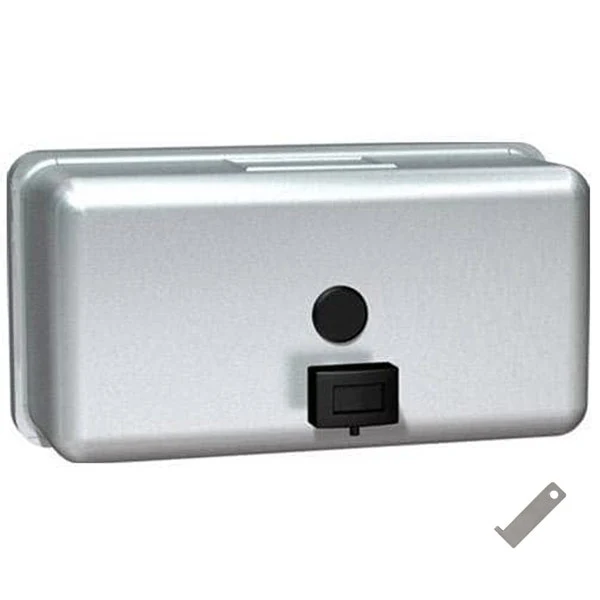 ASI 0345 Commercial Liquid Soap Dispenser, Surface-Mounted, Manual-Push, Stainless Steel - 40 Oz