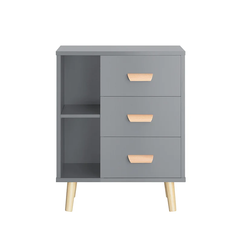 SoBuy FBT95-HG Sängbord – Stilrent Sängbord med 3 Lådor & 2 Hyllor – Perfekt för Sovrum & Vardagsrum