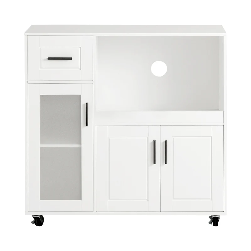 SoBuy Kökshylla Mikrovågsskåp Köksskåp med hjul Sideboard FSB78-W