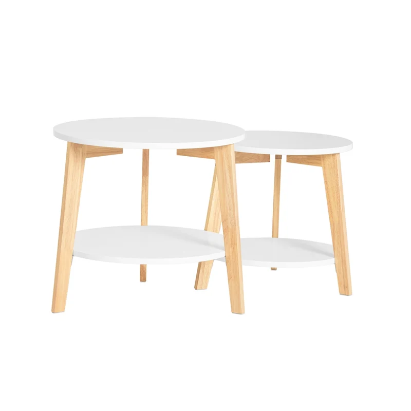 SoBuy Runda satsbord set om 2 Soffbord Testad för 25 kg FBT75-W