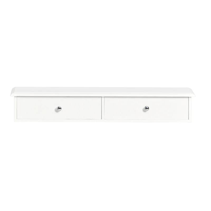 SoBuy FRG43-W Väggmonterad hylla med 2 lådor – Modern vägghylla för hall, vardagsrum, kök & sovrum, Vit 64x15x10cm