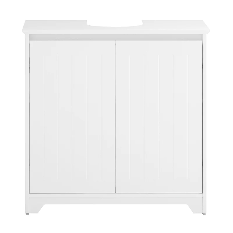 SoBuy BZR108-II-W Underskåp för Handfat i Badrum, Skåp under Handfat, Underskåp för Diskho, Omslutande Skåp med 2 Dörrar, 60x30x60 cm, Vit