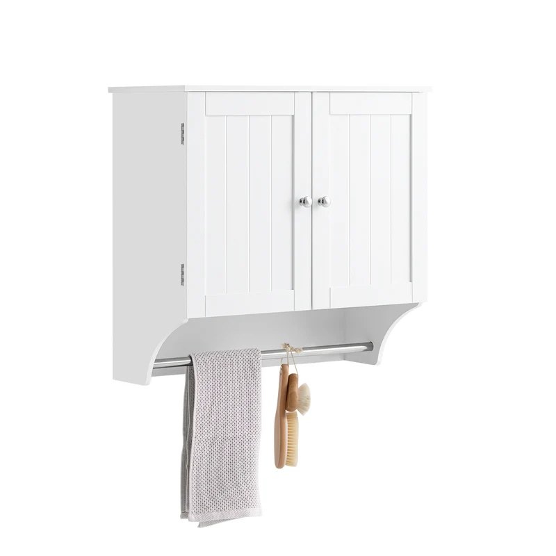 SoBuy BZR84-W Väggmonterad Badrumsskåp 60x30x60 cm – Justerbara Hyllor & Praktisk Förvaring för Små Badrum