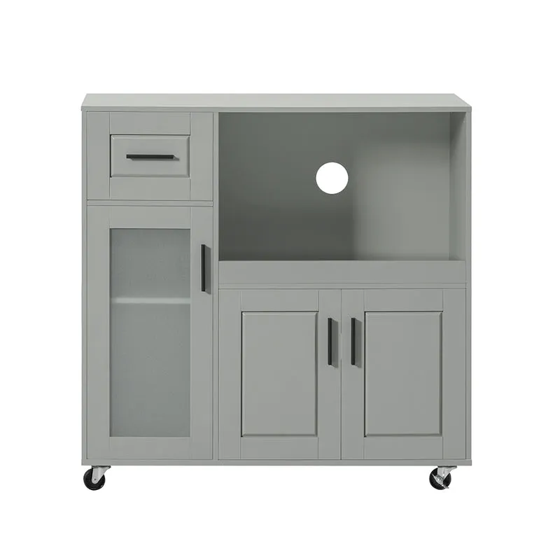 SoBuy Kökshylla Mikrovågsskåp Köksskåp med hjul Sideboard FSB78-HG
