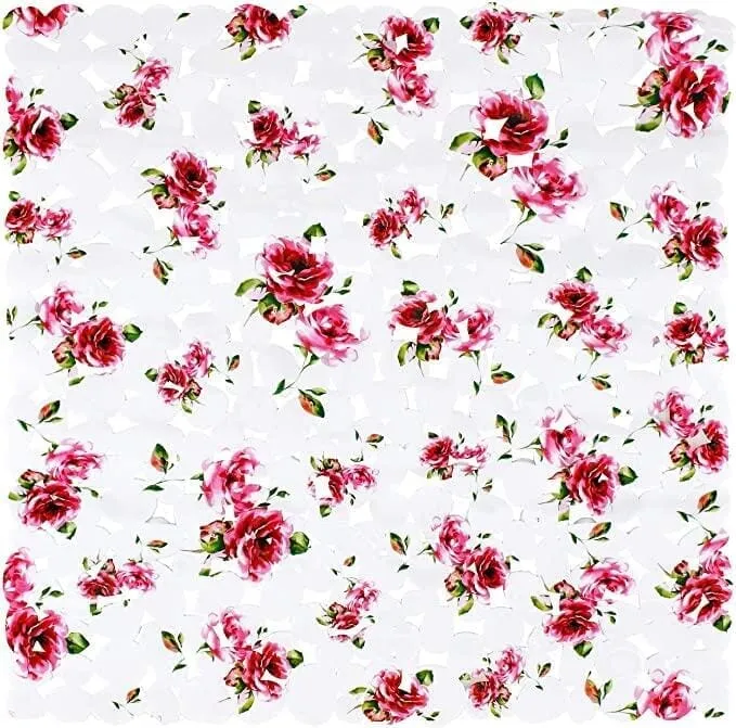 Badmatta med super anti-halk - Blommönster (53 x 53 cm)