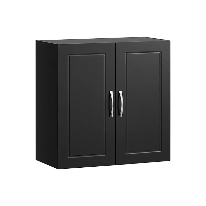 SoBuy FRG231-SCH Väggskåp Badrum Hängskåp med Justerbar Hylla och Dörr Kompakt Väggförvaring för Badrum, WC eller Kök Svart L60xD30xH60 cm