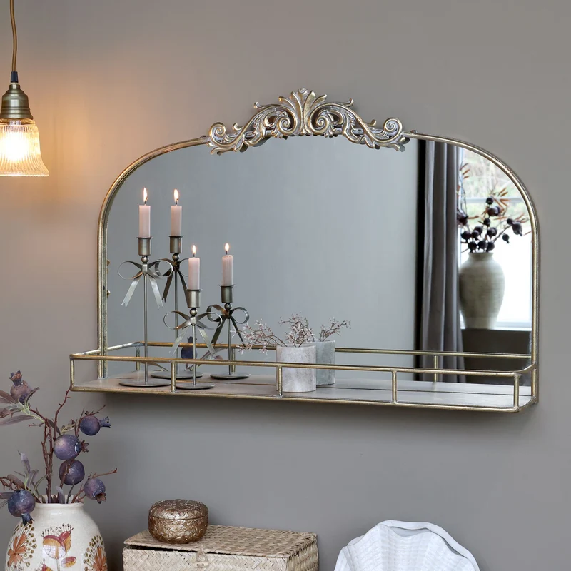 Spegel med hylla och dekor H56/L85/B16 cm