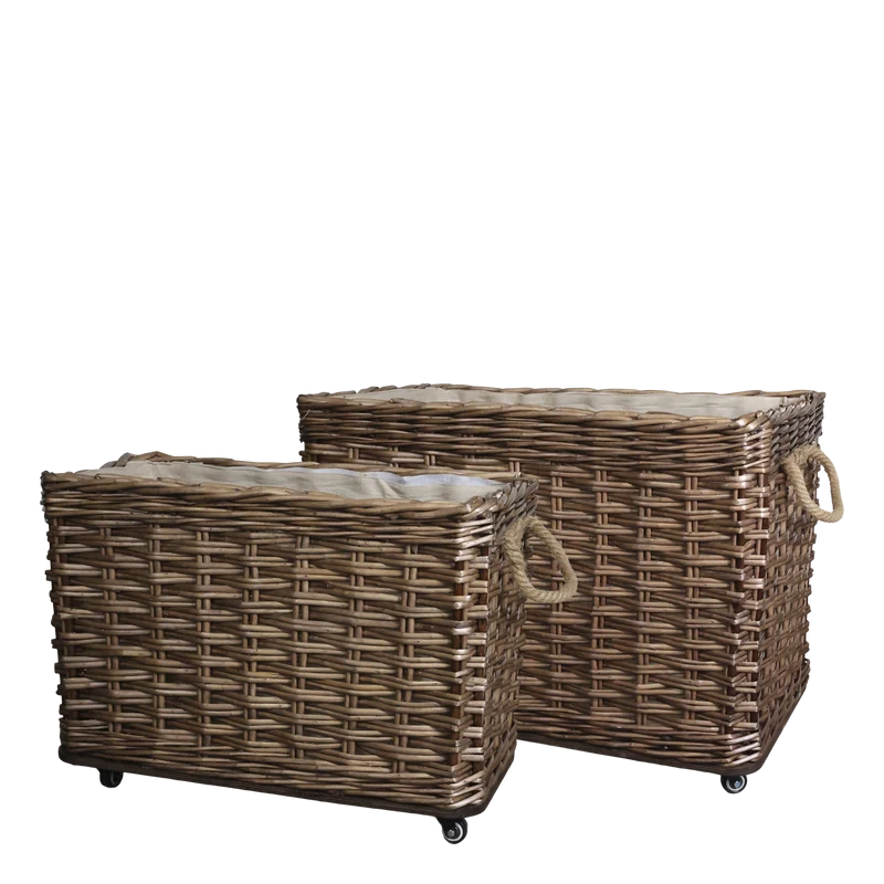 Chic Antique DIV Fransk korg med hjul set om 2