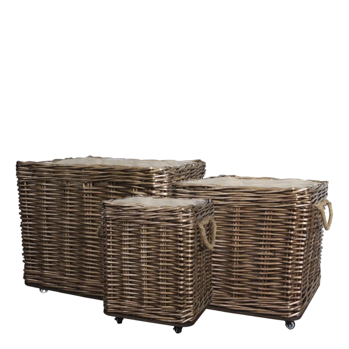 Chic Antique DIV Fransk korg med hjul set om 3