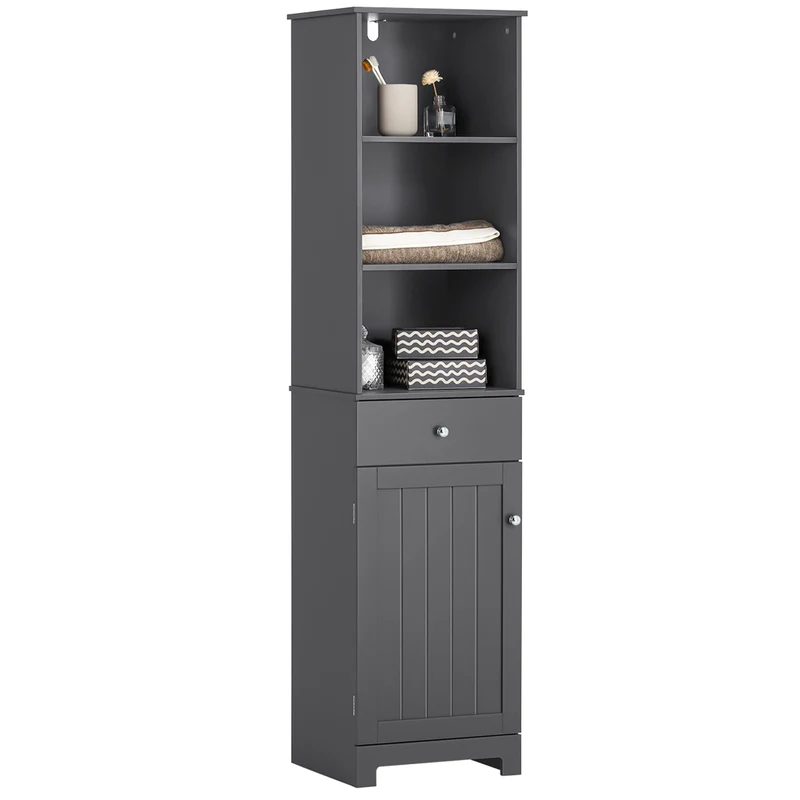 SoBuy BZR17-DG Badrumsskåp med Hyllor – Elegant och Platsbesparande Förvaring 40x161x35 cm