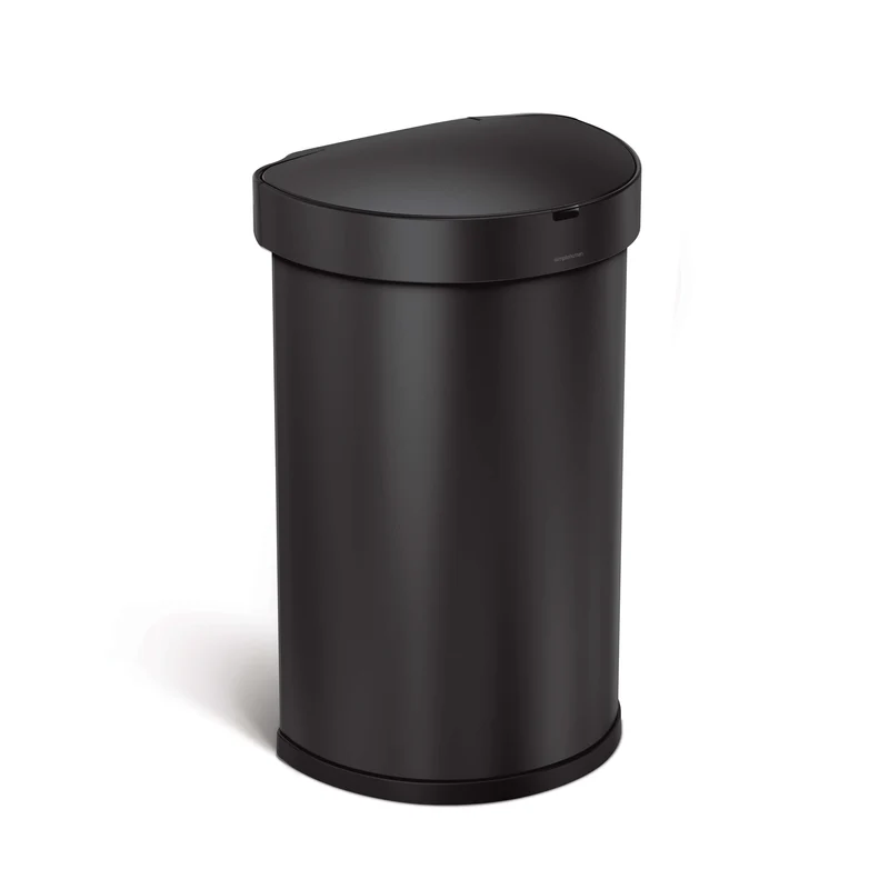 Halvrund skraldespand med sensor i sort 45 L.