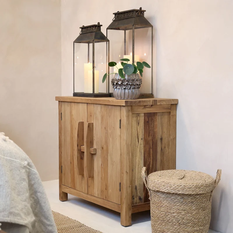 Chic Antique Skåp m. 2 dörrar och hylla H72,5/L80/B43 cm natur