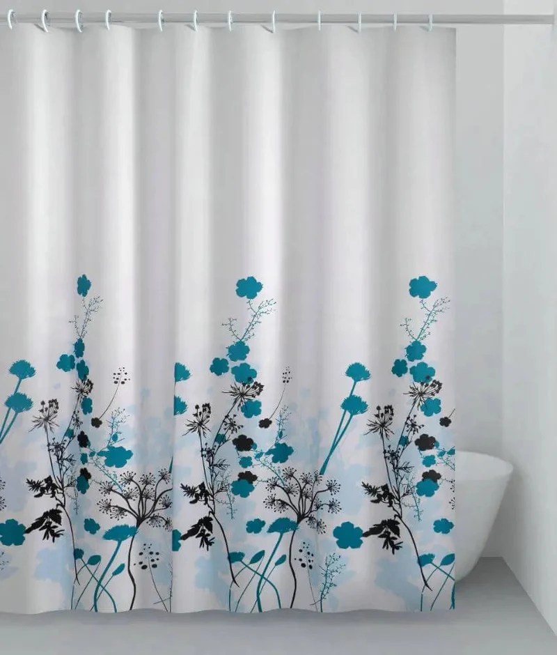 Badeforhæng blå blomst