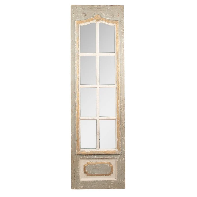 Väggspegel 50x172 cm Beige Grå Trä Glas Rektangel REA