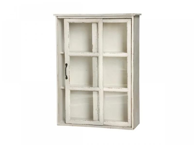 Chic Antique Väggskåp vit Trä med skjutdörrar H70 / L52 / W20 cm antik creme
