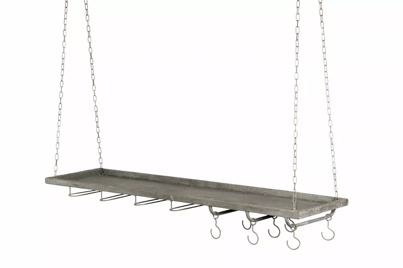 Hängande hylla med krokar och vinglashållare 100 cm HH