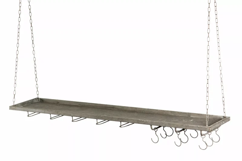 Hängande hylla med krokar och vinglashållare 120 cm HH